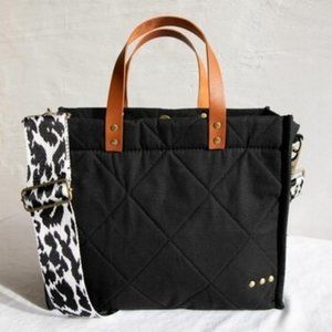 Crossbody Tote - Black Quilted w/ Strap